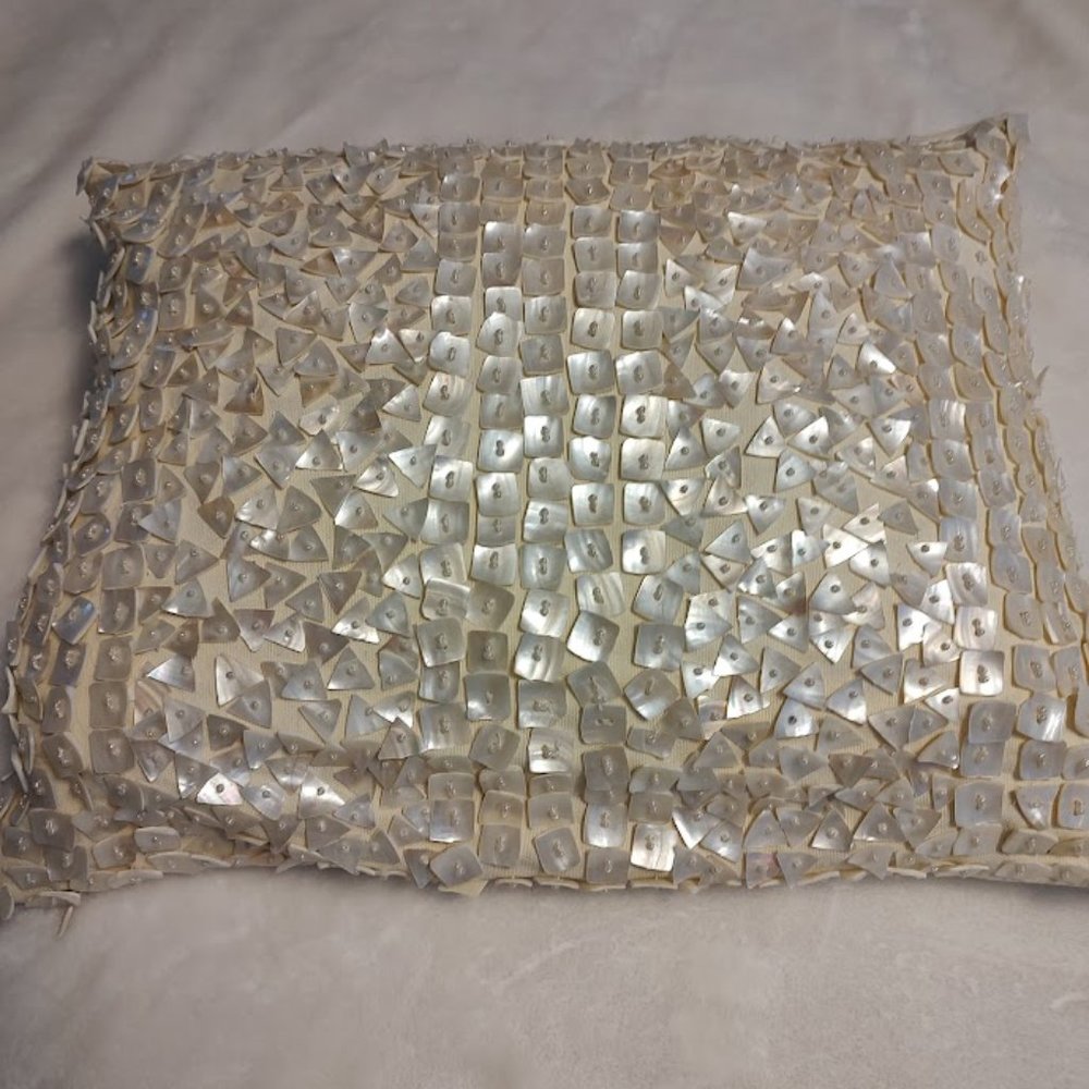 Potterybarn Mother of Pearl Shell beaded accent pillow